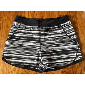 Lands End Women 16 Swim‎ Shorts Bottom 5in. Quick Dry Black Gray Print New Beach